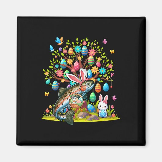 Forellen Fische Bunny Ostereier Niedlich Baumkostü Magnet (Vorne)