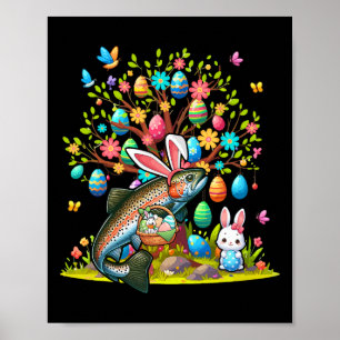 Forellen Fische Bunny Ostereier Niedlich Baumkostü Poster