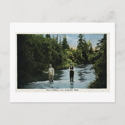 Forellen Fischen in der Nähe von Escanaba, Michiga Postkarte (Vorderseite)