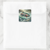 Forellen-Illustration Quadratischer Aufkleber (Tasche)
