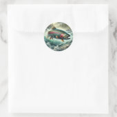 Forellen-Illustration Runder Aufkleber (Tasche)