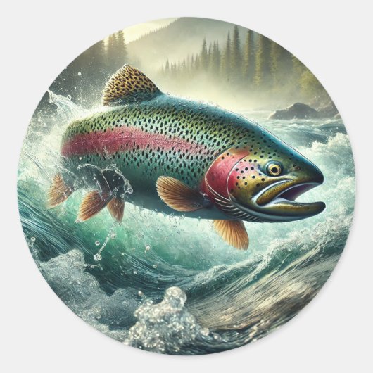 Forellen-Illustration Runder Aufkleber (Vorderseite)