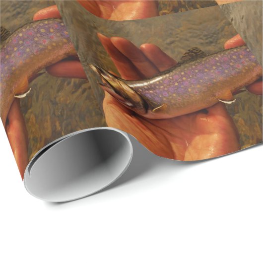 Forellen in Händen Geschenkpapier (Rolleneckpunkt)