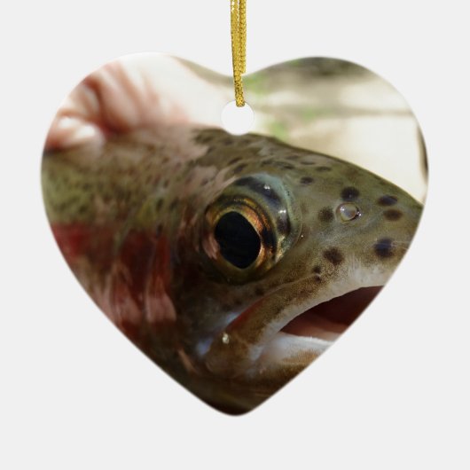 Forellen in Händen Keramikornament (Vorne)