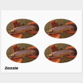 Forellen in Händen Ovaler Aufkleber (Blatt)