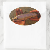 Forellen in Händen Ovaler Aufkleber (Tasche)