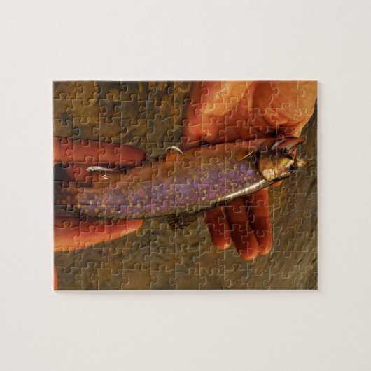 Forellen in Händen Puzzle (Horizontal)