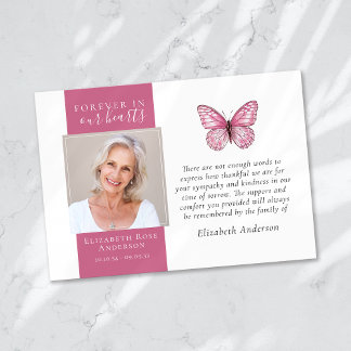 Forellen in unserem Herz Butterfly Foto Beileid Dankeskarte