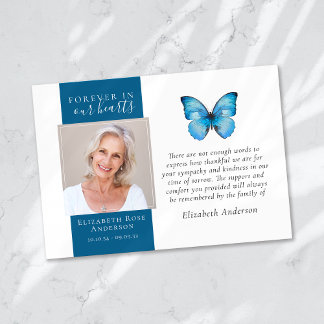 Forellen in unserem Herz Butterfly Foto Beileid Dankeskarte