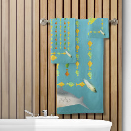 Forellen und Freunde Fischmuster Badhandtuch Set