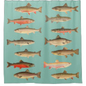 Forellen und Lachs - Sherman Denton Fish Lithograp Duschvorhang (Vorderseite)