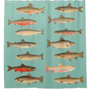Forellen und Lachs - Sherman Denton Fish Lithograp Duschvorhang