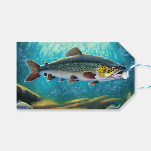 Forellenangeln Geschenkanhänger (Vorderseite (Horizontal))