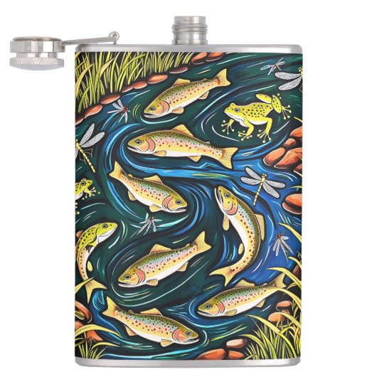 Forellenbach-Harmonie – Volkskunst-Fische, Frösche Flachmann (Geöffnet)