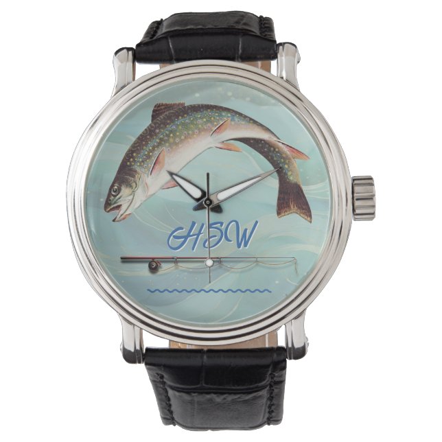Forellenbachforelle Monogramm Armbanduhr (Vorderseite)
