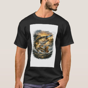 Forellenbarsch-Angelillustration T-Shirt
