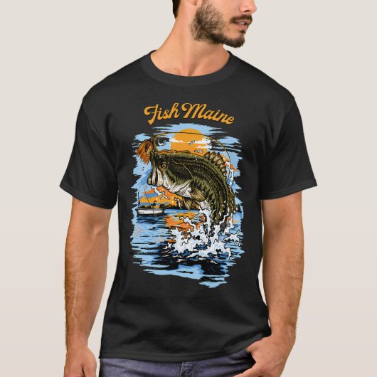 Forellenbarsch-Angeln Grafikdesign T-Shirt (Vorderseite)