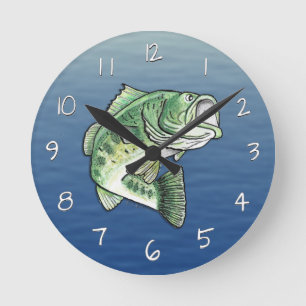 Forellenbarsch-Angeln mit grossem Maul Runde Wanduhr