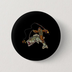 Forellenbarsch-Angler Bigfoot Fischer Button