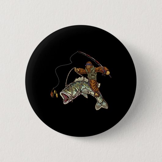 Forellenbarsch-Angler Bigfoot Fischer Button (Vorderseite)