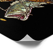 Forellenbarsch-Angler Bigfoot Fischer Poster (Ecke)