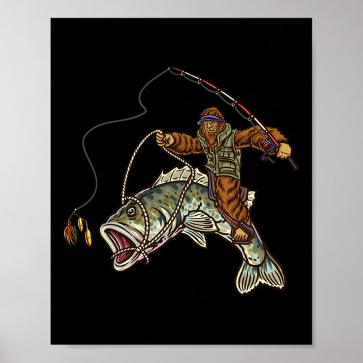 Forellenbarsch-Angler Bigfoot Fischer Poster (Vorne)