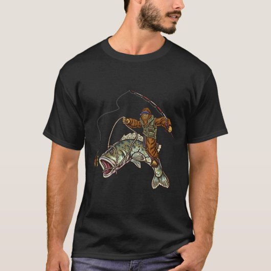 Forellenbarsch-Angler Bigfoot Fischer  T-Shirt (Vorderseite)