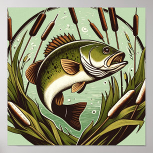 Forellenbarsch-Angler Fischer Vatertag      Poster