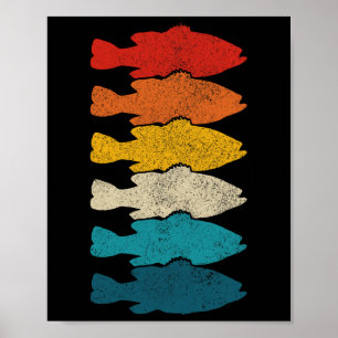 Forellenbarsch B Vintage Fisch B Angeln Fischer Poster