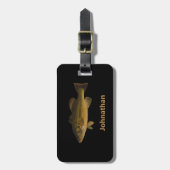 Forellenbarsch Fisch und Name Telefon Doppelseitig Gepäckanhänger (Vorderseite vertikal)