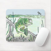 Forellenbarsch nach Libellen-Angeln Mousepad (Mit Mouse)