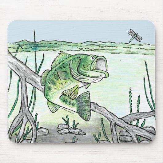Forellenbarsch nach Libellen-Angeln Mousepad (Vorne)