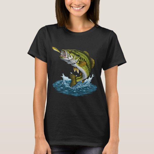Forellenbarsch springt bei Köderfischerei Grafik  T-Shirt (Vorderseite)