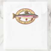 Forellenfang und Freilandfischerei Ovaler Aufkleber (Tasche)