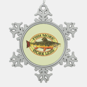 Forellenfisch mehr schneeflocken Zinn-Ornament