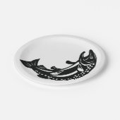 Forellenfisch Pappteller (Schrägansicht)