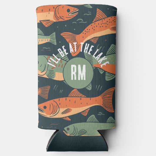 Forellenfischer Monogramm Selters Dosenkühler (Vorderseite)