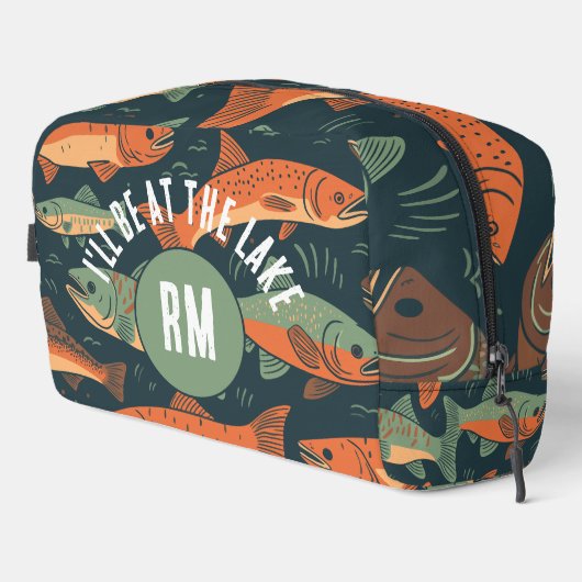 Forellenfischer Monogramm Waschbeutel (Rechte Ecke)