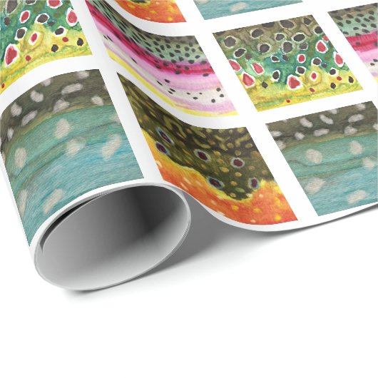 Forellenfischerei auf Braunkohle Geschenkpapier (Rolleneckpunkt)