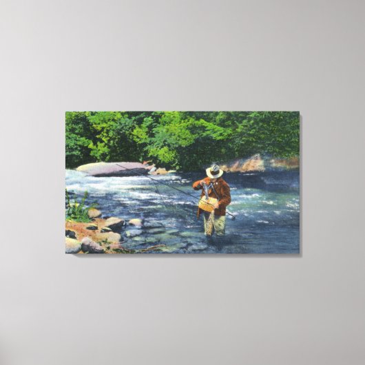 Forellenfischerei auf Catherine's Creek Leinwanddruck (Vorderseite)