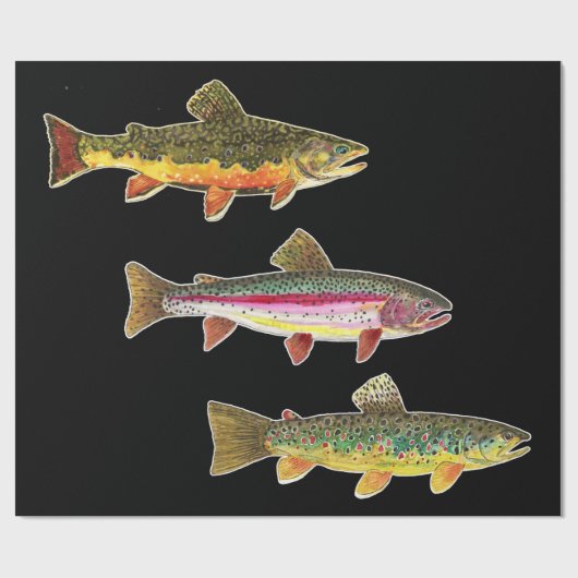 Forellenfischerei - Bach, Braun, Regenbogen Geschenkpapier (Flach)