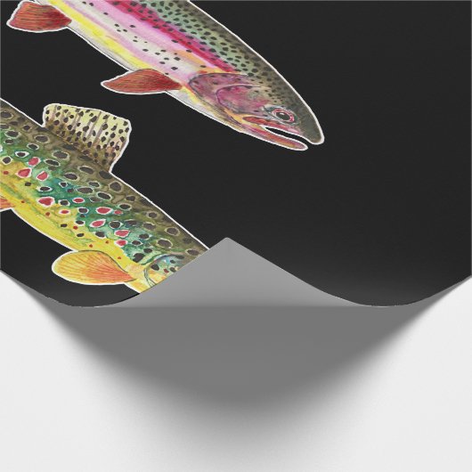 Forellenfischerei - Bach, Braun, Regenbogen Geschenkpapier (Ecke)