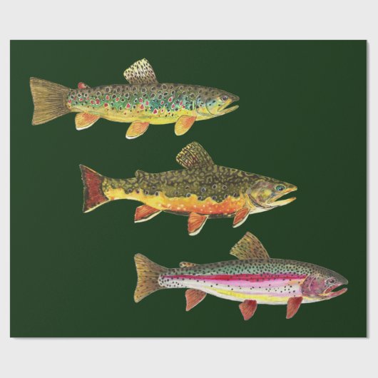 Forellenfischerei - Bach, Braun, Regenbogen Geschenkpapier (Flach)