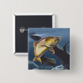 Forellenfischerei Cross-Section- Vintage-Reise Button (Vorne & Hinten)