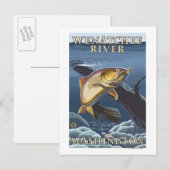 Forellenfischerei Cross-Section - Wenatchee River, Postkarte (Vorne/Hinten)