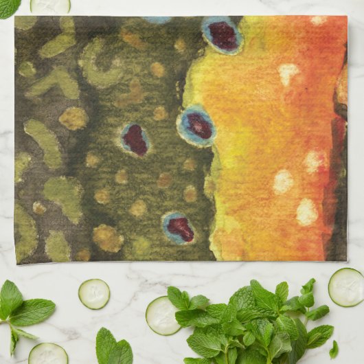 Forellenfischerei Geschirrtuch (Gefaltet)