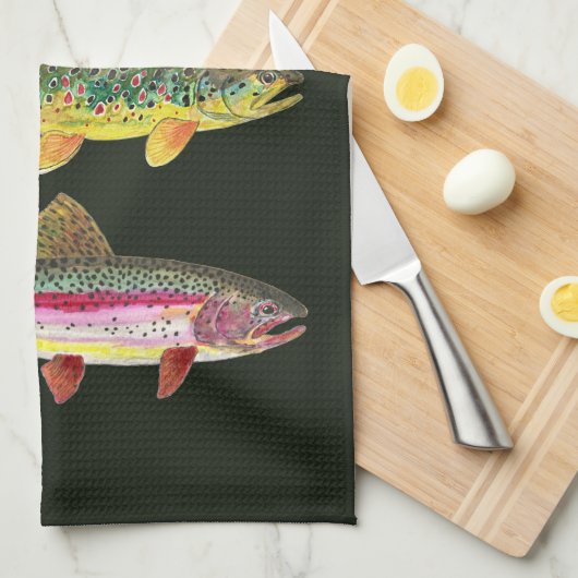 Forellenfischerei Geschirrtuch (Viertel Falte)