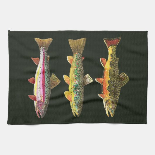 Forellenfischerei Geschirrtuch (Horizontal)