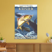 Forellenfischerei, querschnitt - Berg Rainier, Leinwanddruck (Insitu (Wohnzimmer))