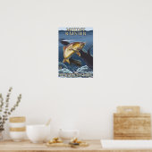 Forellenfischerei, querschnitt - Berg Rainier, Poster (Küche)